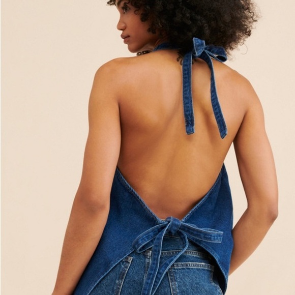 Hills Dark Blue Denim Halter Vest - Picture 2 of 7